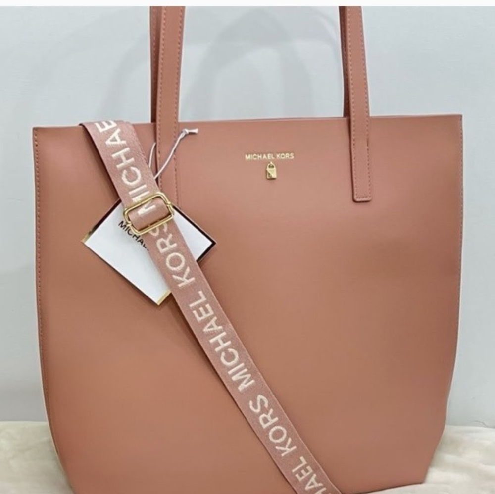 Michael Kors Tote Bag Purse, Blush/Gold Large Shoulder Bag, Crossbody NWT